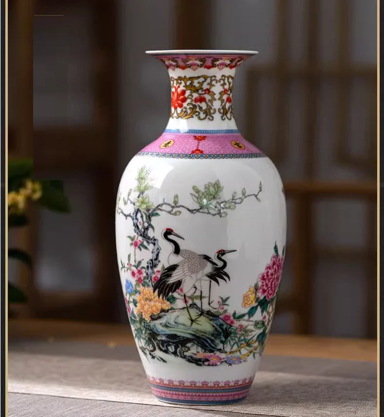 Jingdezhen ceramics, pink vases, living rooms, home decor, foyer, TV cabinets, flower arrangements, decorative crafts, ornaments