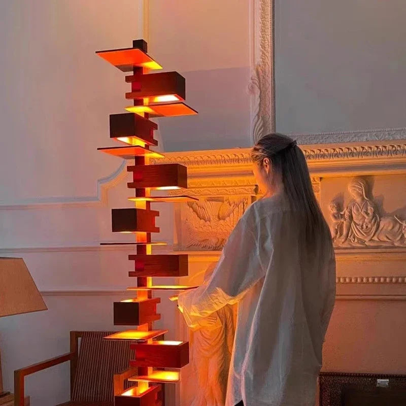 Italian designer floor lamp Retro Solid Wood Floor light for Living Rooms Bedrooms Hotel Living Room Lighting Fixtures