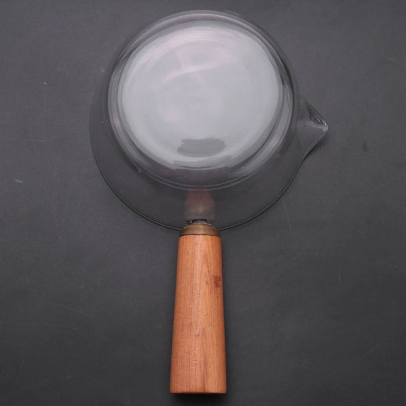 Doings!2X Glass Milk Pot With Wooden Handle 400Ml Cooking Pot For Salad Noodles Gas Stove Cookware