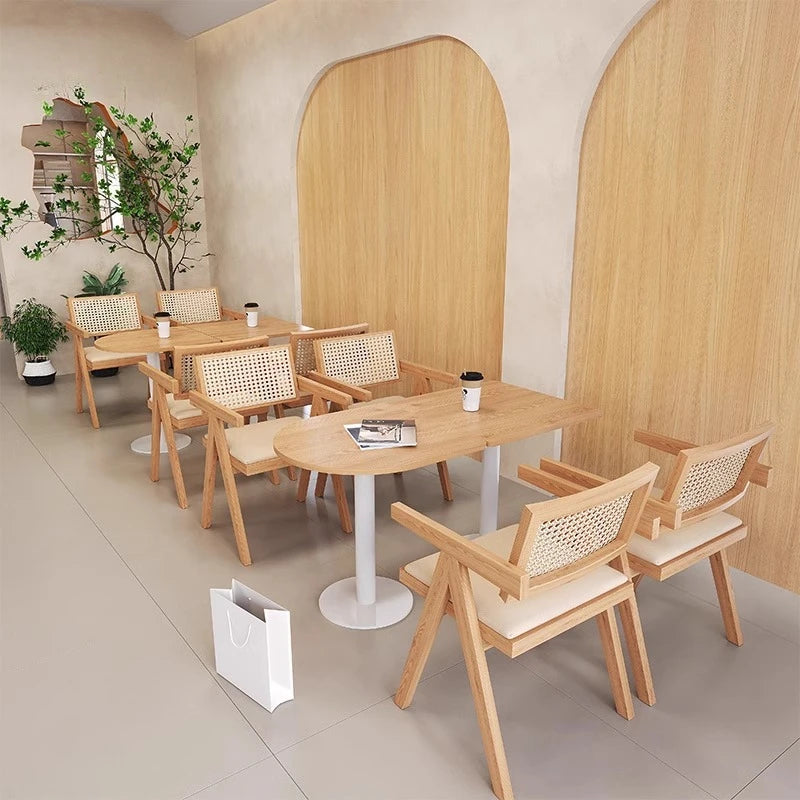 Modern Solid Wood Sofa Side Table Japanese Rattan Milk Tea Store Restaurant Coffee Tables Creative Designers Home Furniture FYCT