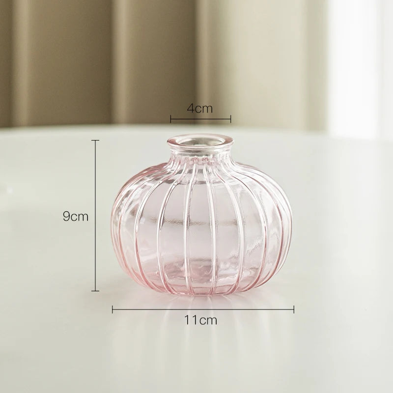 Simple Modern Mini Glass Vase Transparent Aquatic Ornament Flower Arrangement Flower Small Relief Flower Vessel