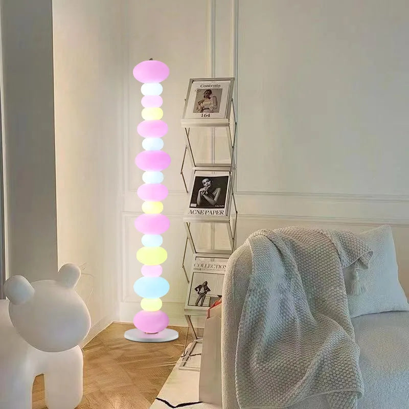 Rainbow Candy Floor Lamp Bedroom Creative Candy Gourd Macaron Standing Lights Girl Room Decor Living Room Sofa Atmosphere Lamp