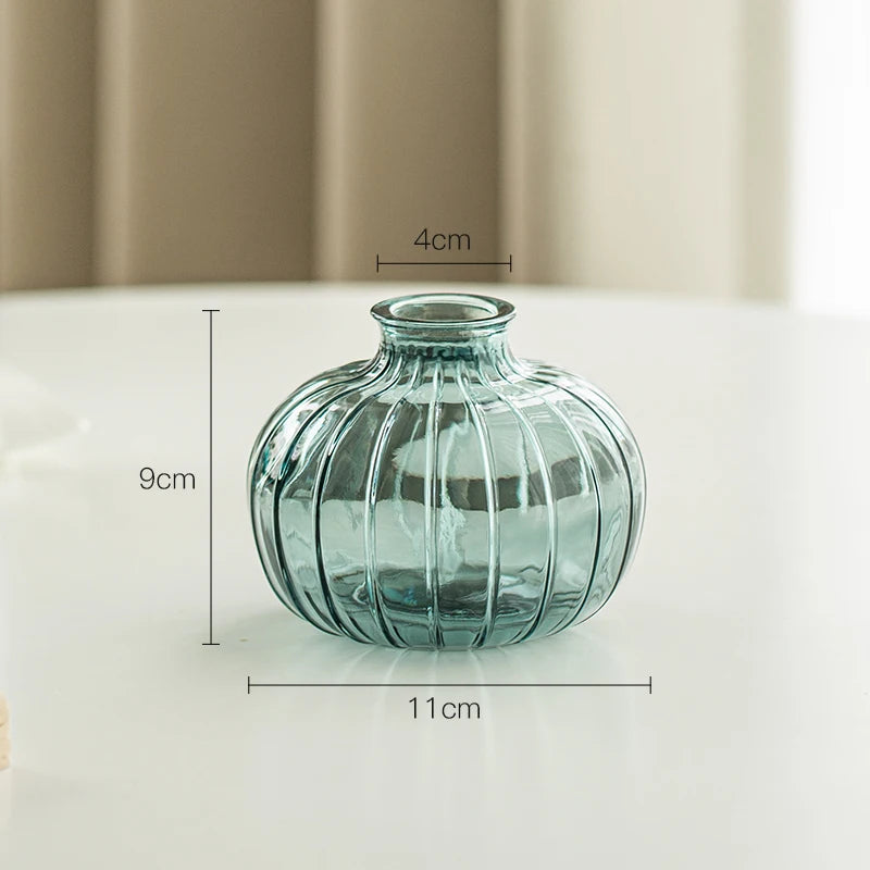 Simple Modern Mini Glass Vase Transparent Aquatic Ornament Flower Arrangement Flower Small Relief Flower Vessel