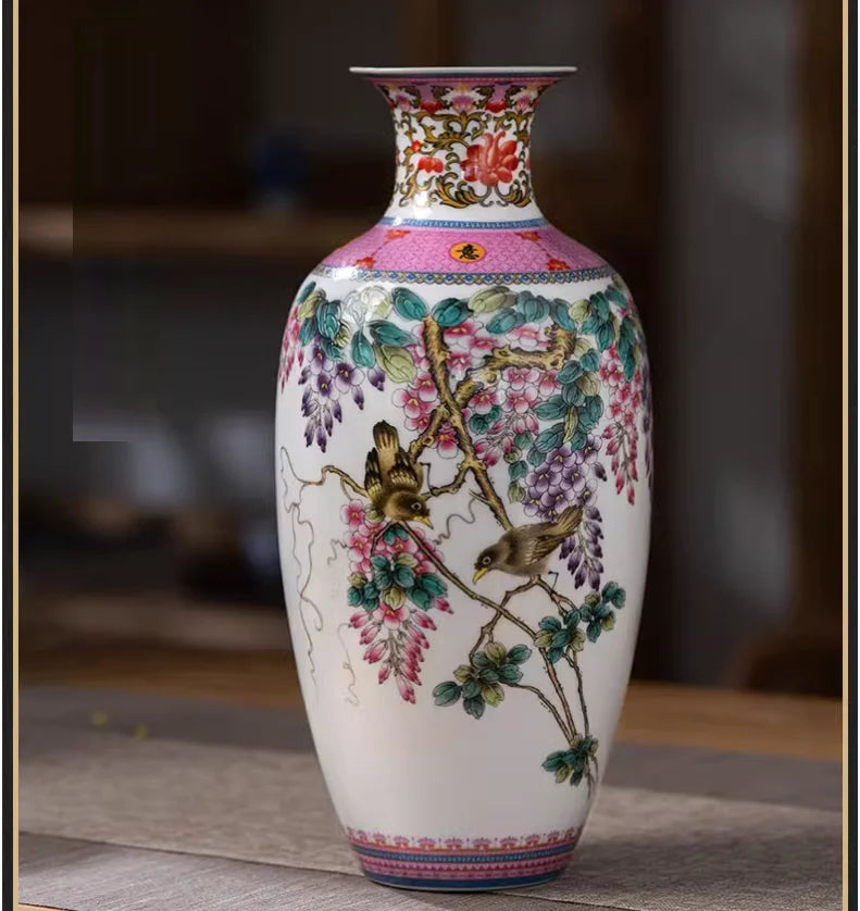 Jingdezhen ceramics, pink vases, living rooms, home decor, foyer, TV cabinets, flower arrangements, decorative crafts, ornaments