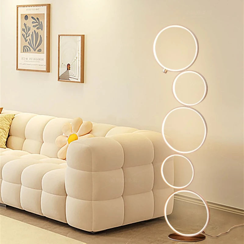 Nordic Floor Lamp Creative Led Living Room Sofa Bedroom Bedside Lighting Ring Design Background Decor Ornament Atmosphere Lamps