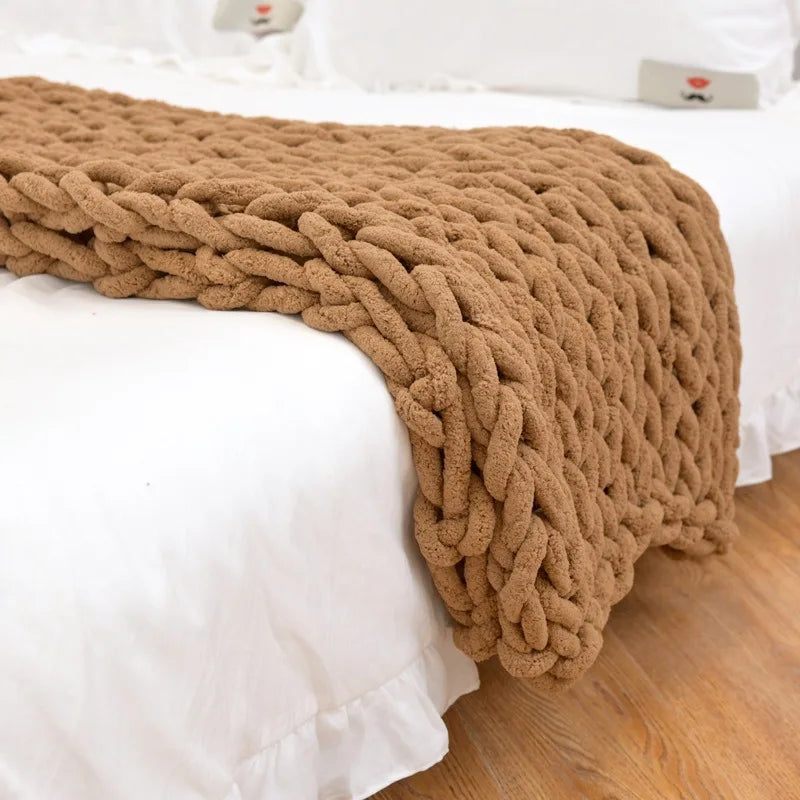 Coarse Wool Knitted Blanket New Style Knitted Blanket Wool Blanket Sofa Cover Blanket
