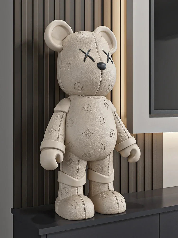 Living Room TV Cabinet Home Decoration High-end Doll Decorations, 77cm Cream Style High Violence Bear Floor Ornaments