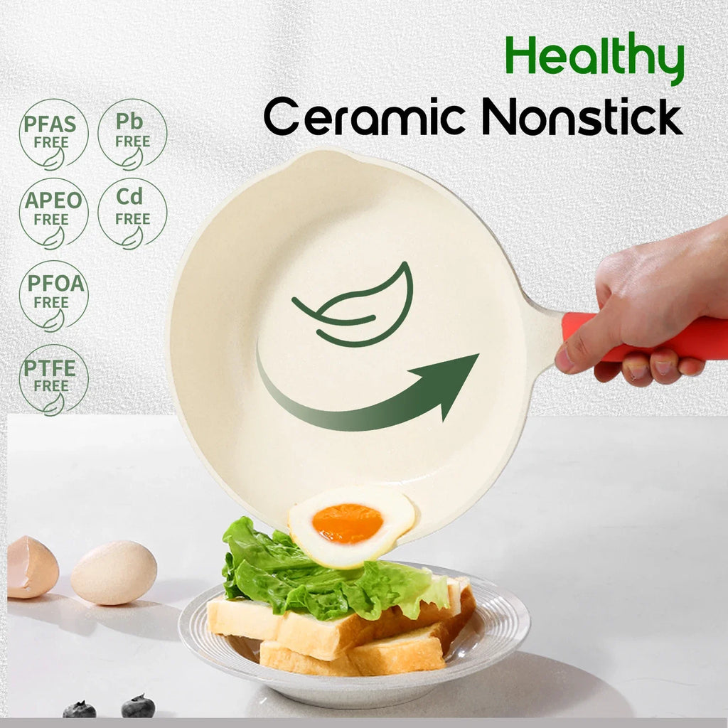 DONNOR Kitchen Pots and Pans Set Non Stick Ceramic Set of Pots with Lid Cooking Pot Frying Pan Nonstick with Pot Protectors