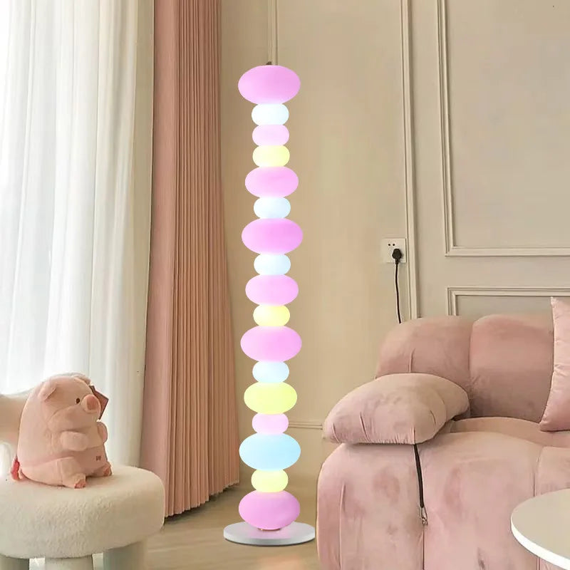 Rainbow Candy Floor Lamp Bedroom Creative Candy Gourd Macaron Standing Lights Girl Room Decor Living Room Sofa Atmosphere Lamp