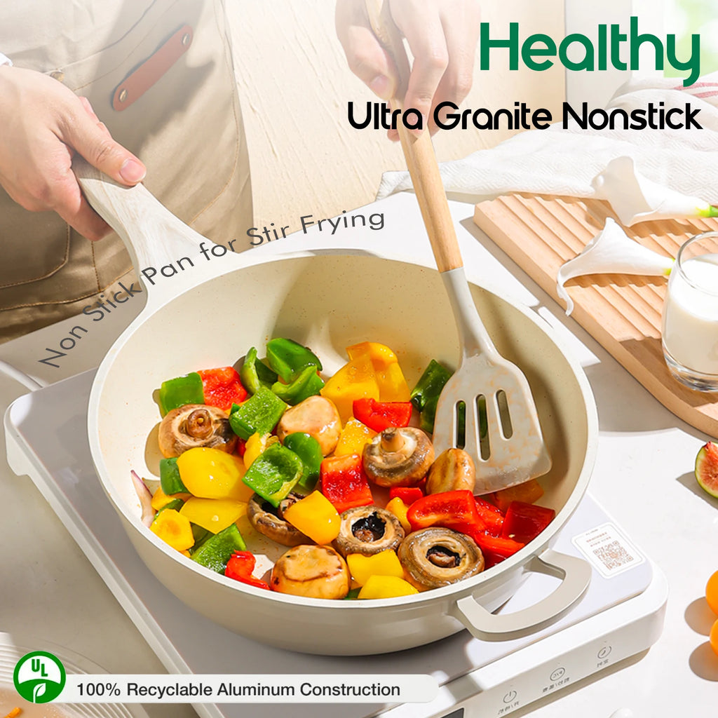 DONNOR 3 Piece Stock Pot with Lids Set, Nonstick Ceramic Coating Kitchen Cooking Casserole,  Oven for Stovetops and Induction