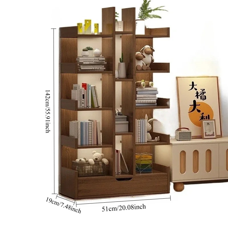 Living Room Bookshelf Solid Wood Cabinet Office Simple Of Modern Book Shelf Multi-Level Floor Standing Storage Rack Bookshelves