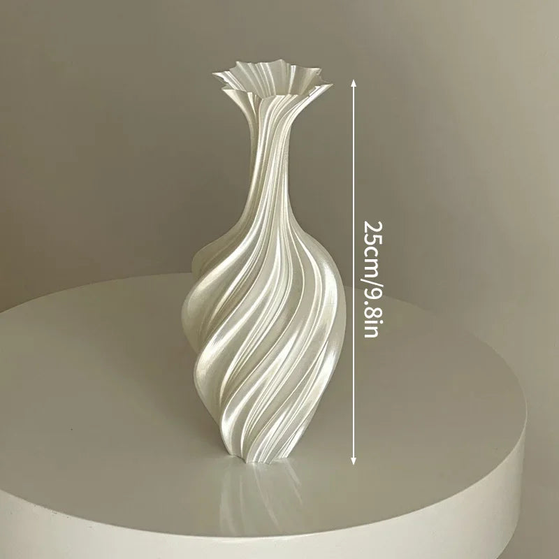 3d Printed Vase Modern Style Vase Flower Vase with Swirl Pattern Aesthetic Floral Display Vase for Living Room Desktop Decor