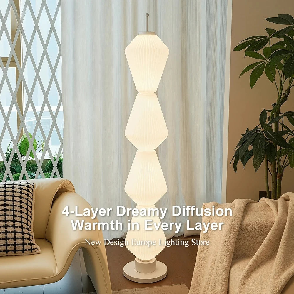 2025 Modern Long Floor Lamp For Living Study Room Bedroom Cream Lampshade Iron Base LED Table Light Minimalist Room Decoration