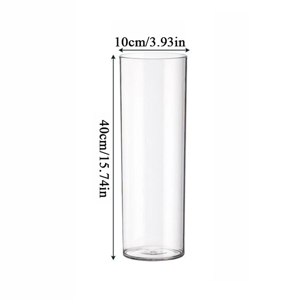 1Pcs Cylinder Flower Vase Shatterproof Plastic Vases Acrylic Hydroponic Home Decor Clear Large Tall Transparent Decorative Vase