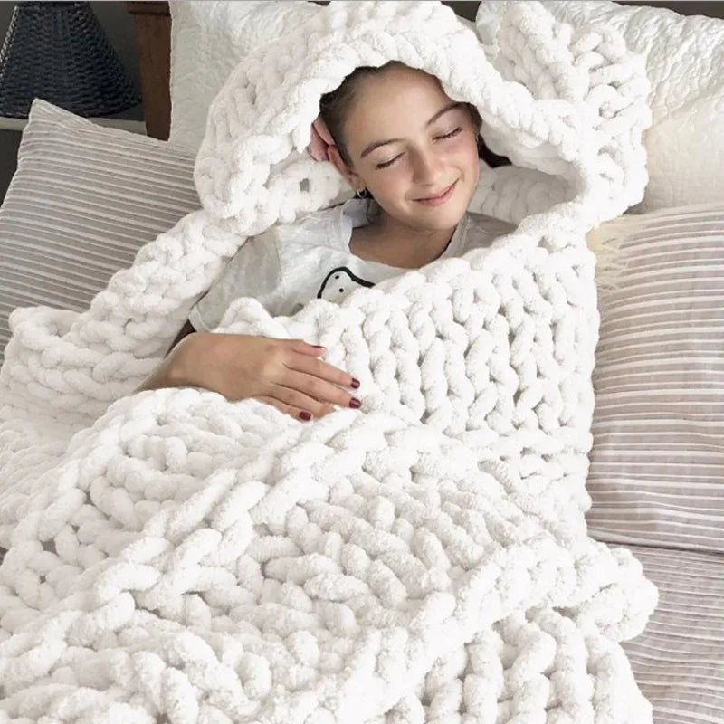 Coarse Wool Knitted Blanket New Style Knitted Blanket Wool Blanket Sofa Cover Blanket