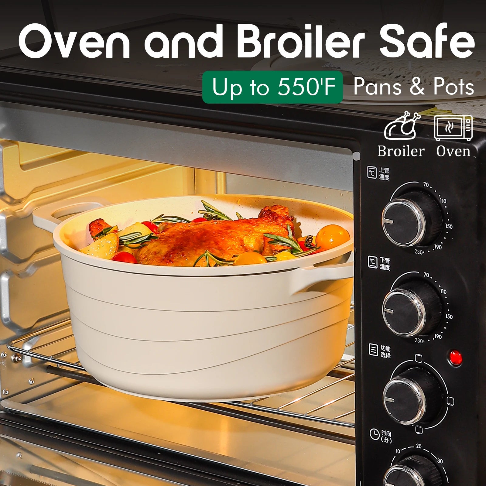 DONNOR 3 Piece Stock Pot with Lids Set, Nonstick Ceramic Coating Kitchen Cooking Casserole,  Oven for Stovetops and Induction