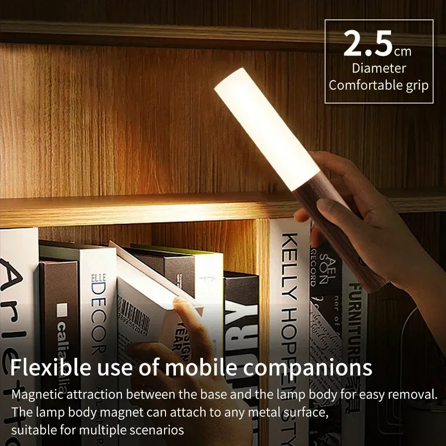 1/2/3/4pcs Rechargeable Wall Sconces Magnetic Wall Lights Night Light Motion Sensor Wooden Wall Lighting for Bedroom Stairs Hall