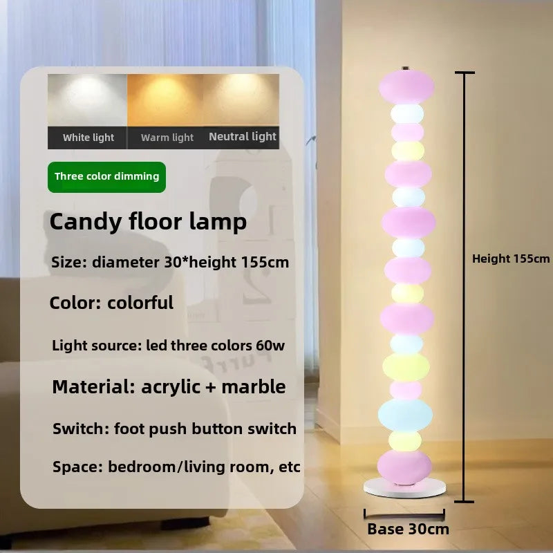 Rainbow Candy Floor Lamp Bedroom Creative Candy Gourd Macaron Standing Lights Girl Room Decor Living Room Sofa Atmosphere Lamp