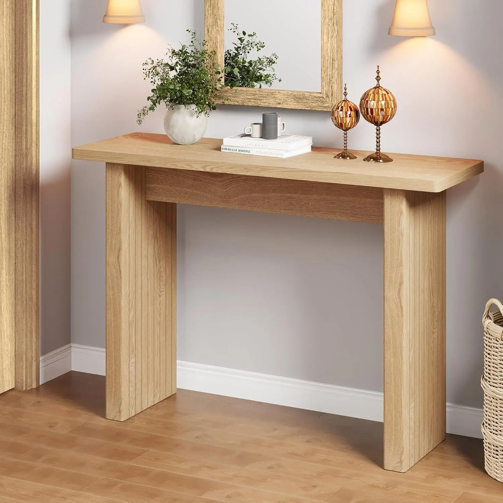 Fluted Entryway Console Table, Wooden Rectangular Sofa Table for Entrance, Narrow Wood Entryway Small Long Entry Table for Hallw