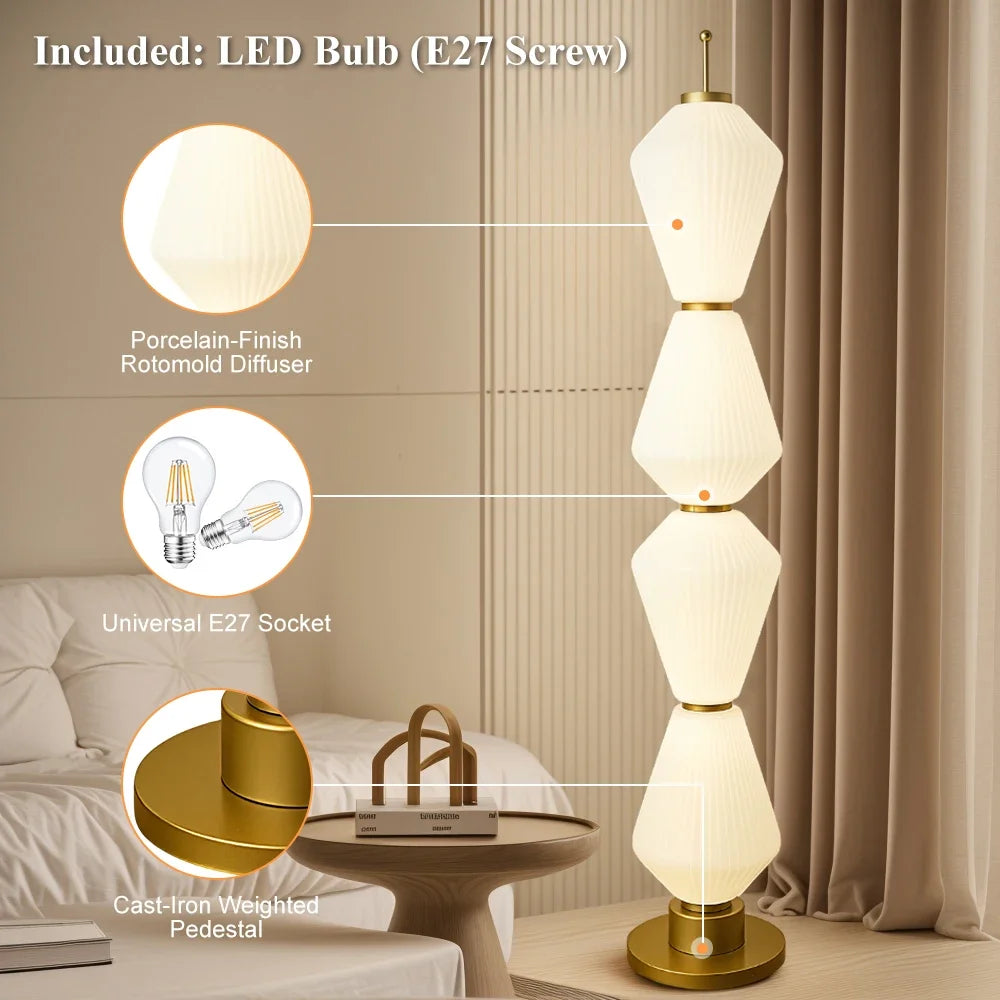2025 Modern Long Floor Lamp For Living Study Room Bedroom Cream Lampshade Iron Base LED Table Light Minimalist Room Decoration