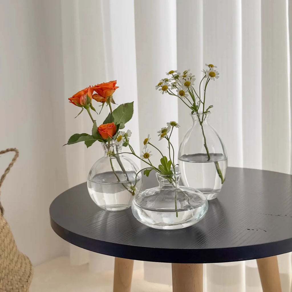 modern style tabletop glass vase househeld home decoration mini flower holder glass 3 pieces in vase set