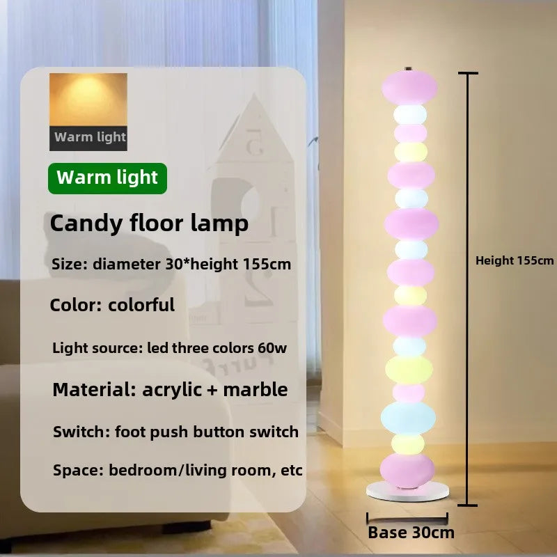 Rainbow Candy Floor Lamp Bedroom Creative Candy Gourd Macaron Standing Lights Girl Room Decor Living Room Sofa Atmosphere Lamp
