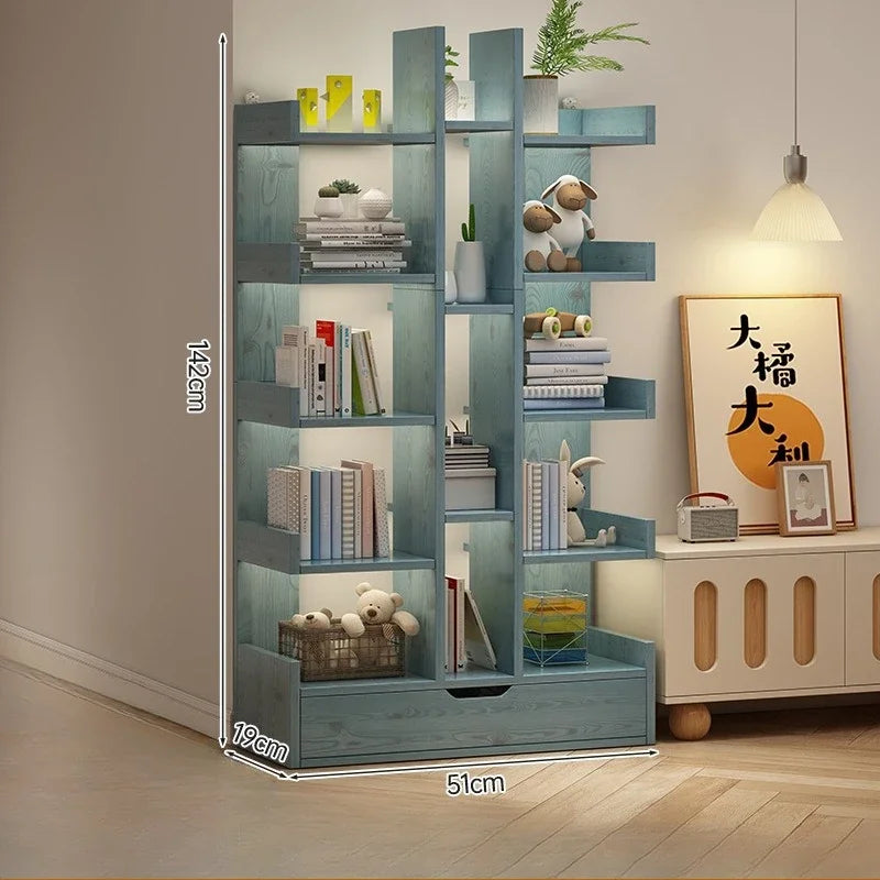 Living Room Bookshelf Solid Wood Cabinet Office Simple Of Modern Book Shelf Multi-Level Floor Standing Storage Rack Bookshelves