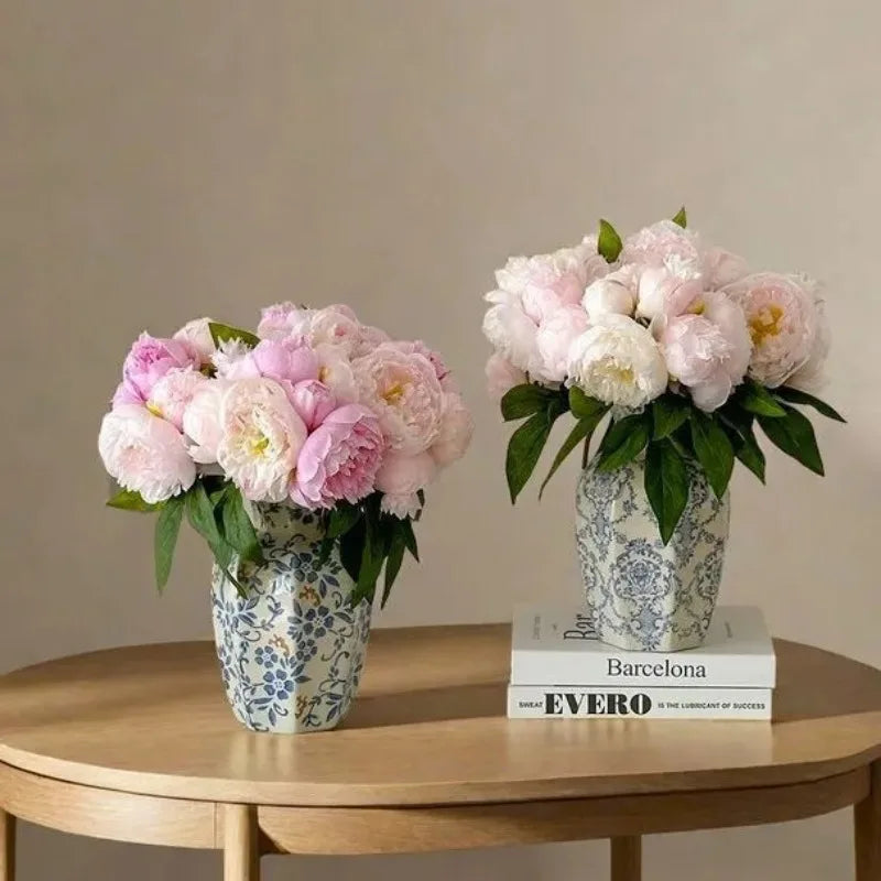 1PCS  Hand-Painted Blue and White Porcelain Vase Elegant Home Decor for Living Room Entryway Desktop Flower Arrangement Display