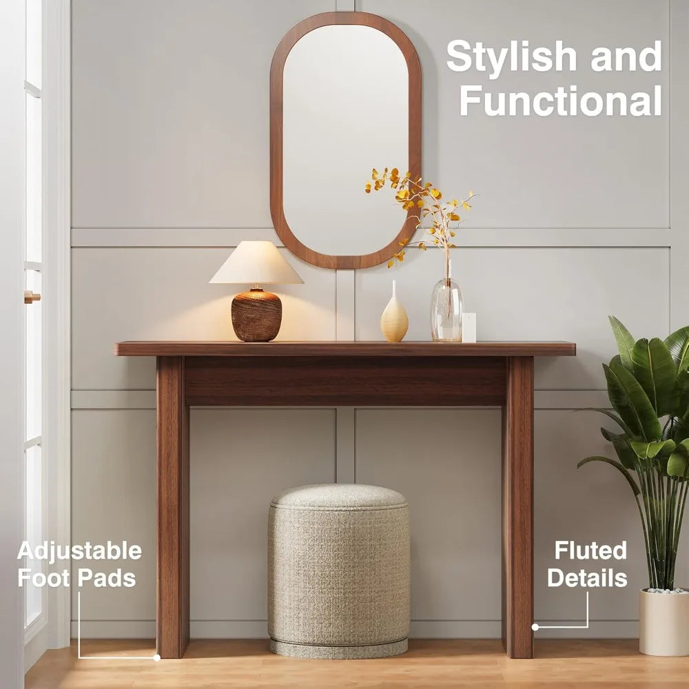 Fluted Entryway Console Table, Wooden Rectangular Sofa Table for Entrance, Narrow Wood Entryway Small Long Entry Table for Hallw