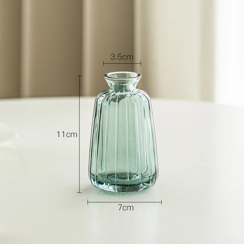 Simple Modern Mini Glass Vase Transparent Aquatic Ornament Flower Arrangement Flower Small Relief Flower Vessel