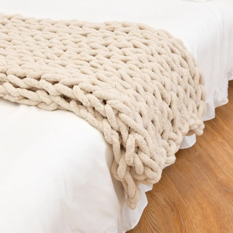 Coarse Wool Knitted Blanket New Style Knitted Blanket Wool Blanket Sofa Cover Blanket