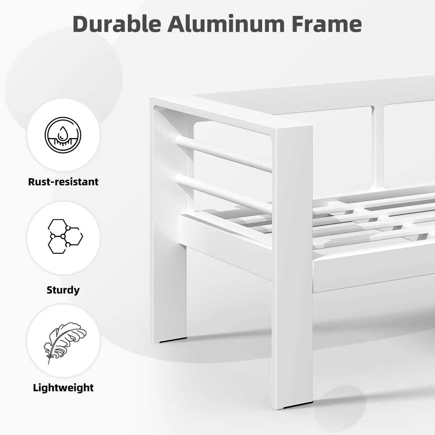 7 Pieces Aluminum Patio Furniture Set with Coffee Table, Conversation Set with Blue Cushions for Balcony, Porch, Lawn and Yard