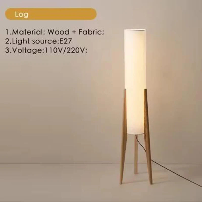 Solid Wood Floor Lamp Nordic Art Simple Modern Lamp Shade Fabri Bedroom Living Room Decor Reading Restaurant Living Room Standin