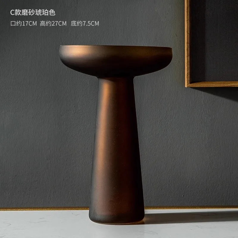 Nordic Light Luxury Home Decor Frosted Glass Vase Living Room Decoration Table Flowers Hydroponic Vase Terrarium Decor